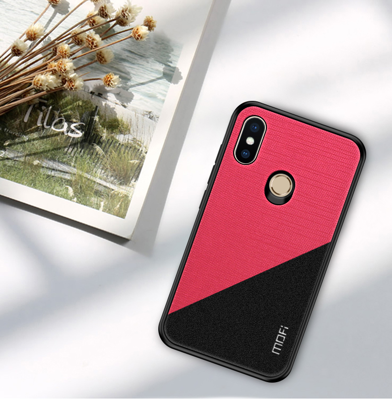 MOFI Bright Shield II Custodia Ibrida Per PC TPU Rivestita in Tessuto a Due Colori Per Xiaomi Mi A2 Lite/Redmi 6 Pro - Tutto Nero