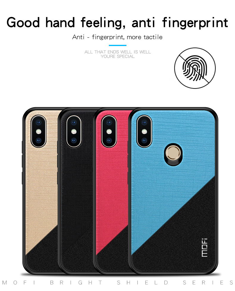 MOFI Bright Shield II Custodia Ibrida Per PC TPU Rivestita in Tessuto a Due Colori Per Xiaomi Mi A2 Lite/Redmi 6 Pro - Tutto Nero