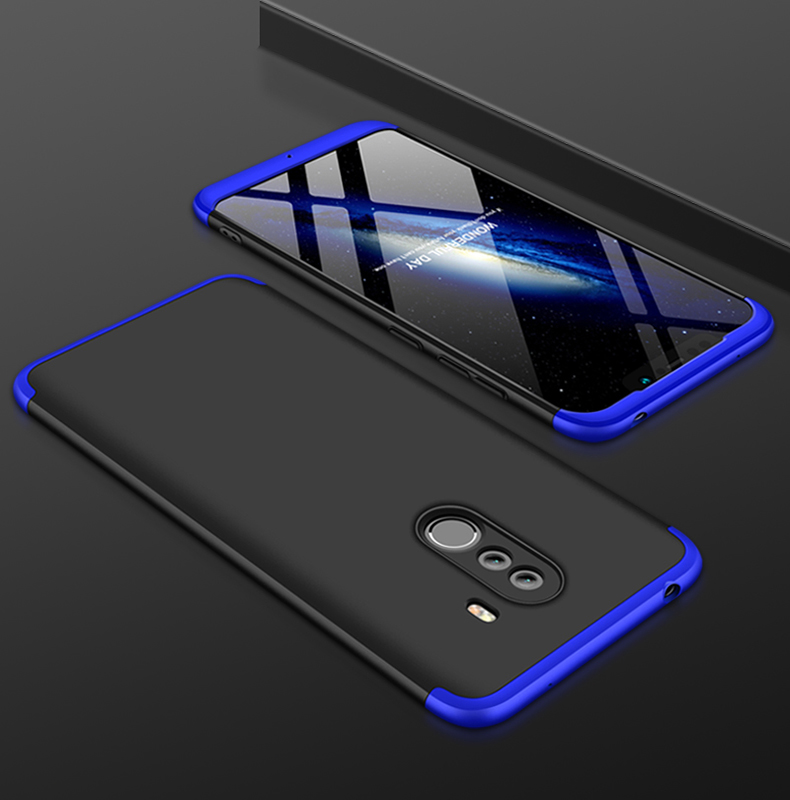 GKK [3 Piezas Desmontables] Case de Teléfonos Celulares Mate Para el Pocophone Xiaomi F1 / Poco F1 (India) - Negro / Azul