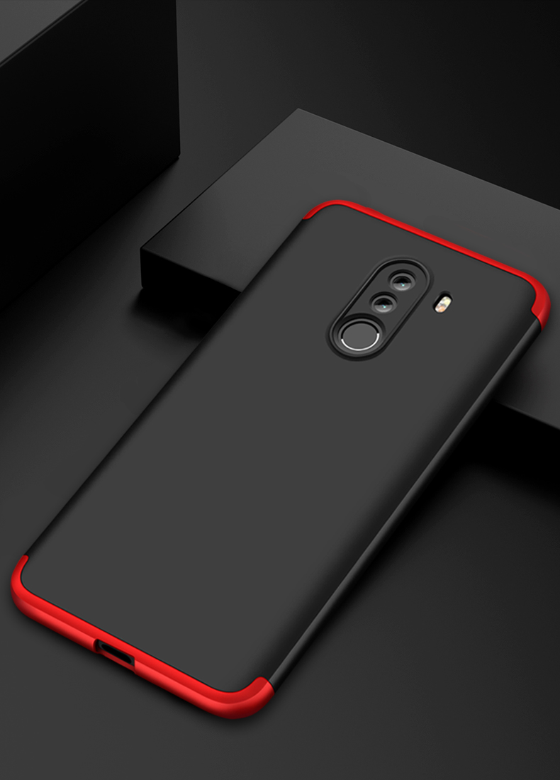 GKK [3 Peças Destacáveis] Capa de Celular Fosca Para Xiaomi Pocophone F1 / Poco F1 (índia) - Preto / Azul