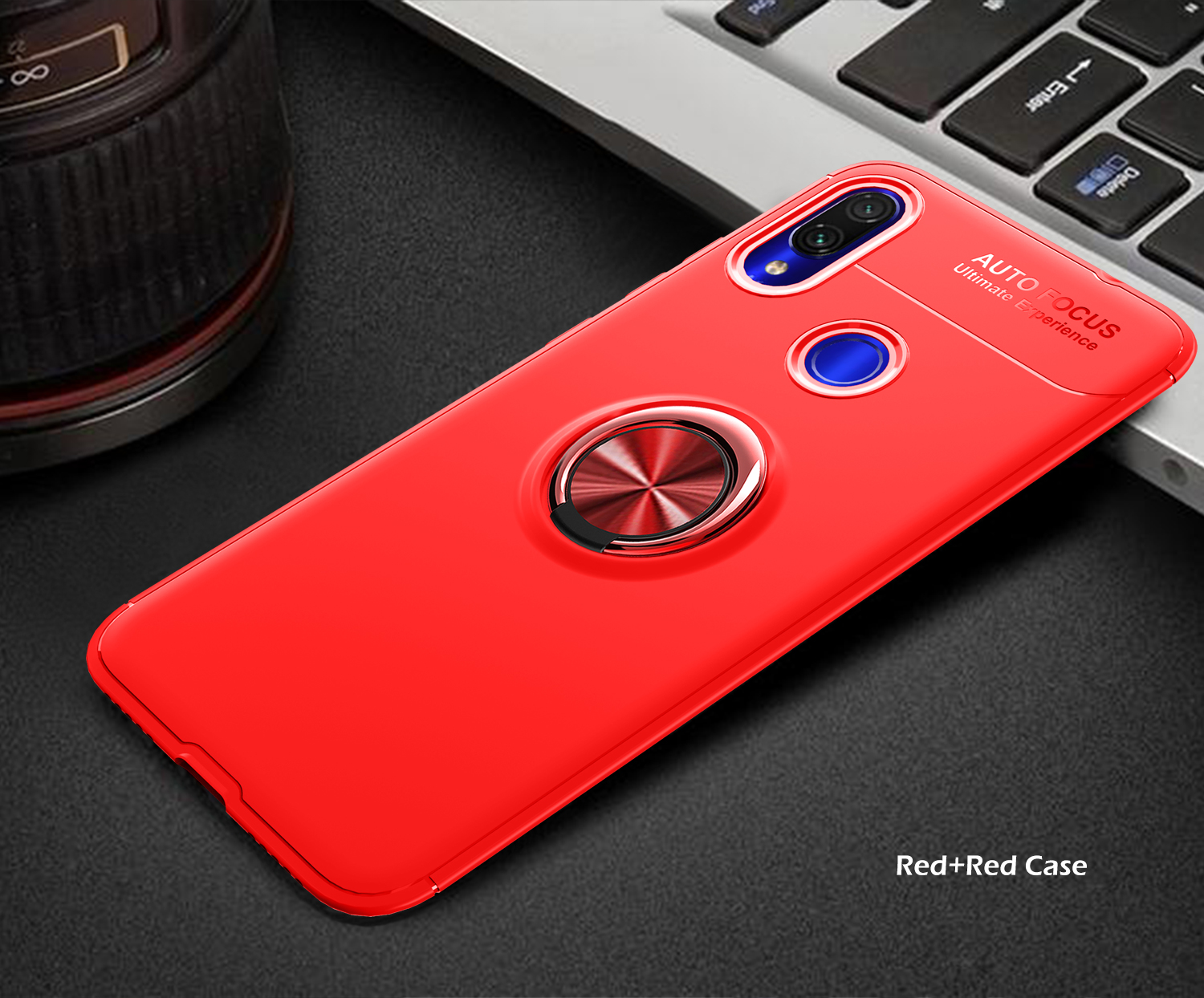 Case TPU du Doigt D'anneau de Doigt Pour Xiaomi Redmi Note 7s / Note 7 / Remarque 7 Pro (inde) (feuille de Métaux Intégrée) - le Noir