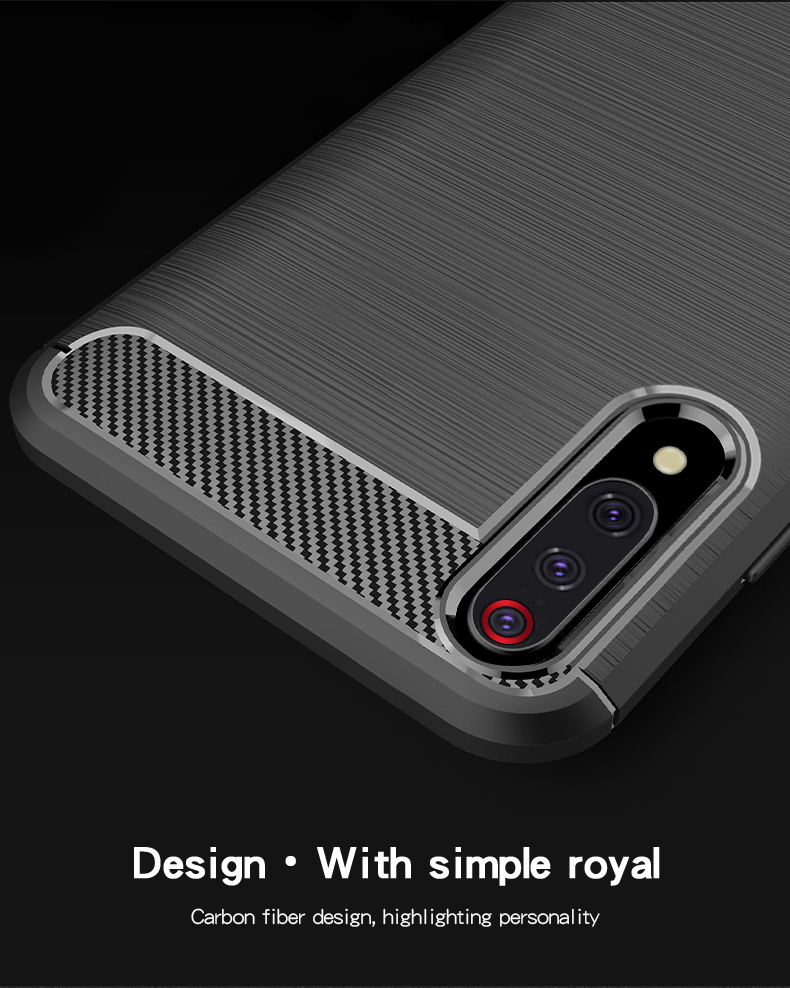 Mofi Fiber de Carbono Textura Cepillada Case de Teléfono TPU Para Xiaomi Mi 9 - Negro