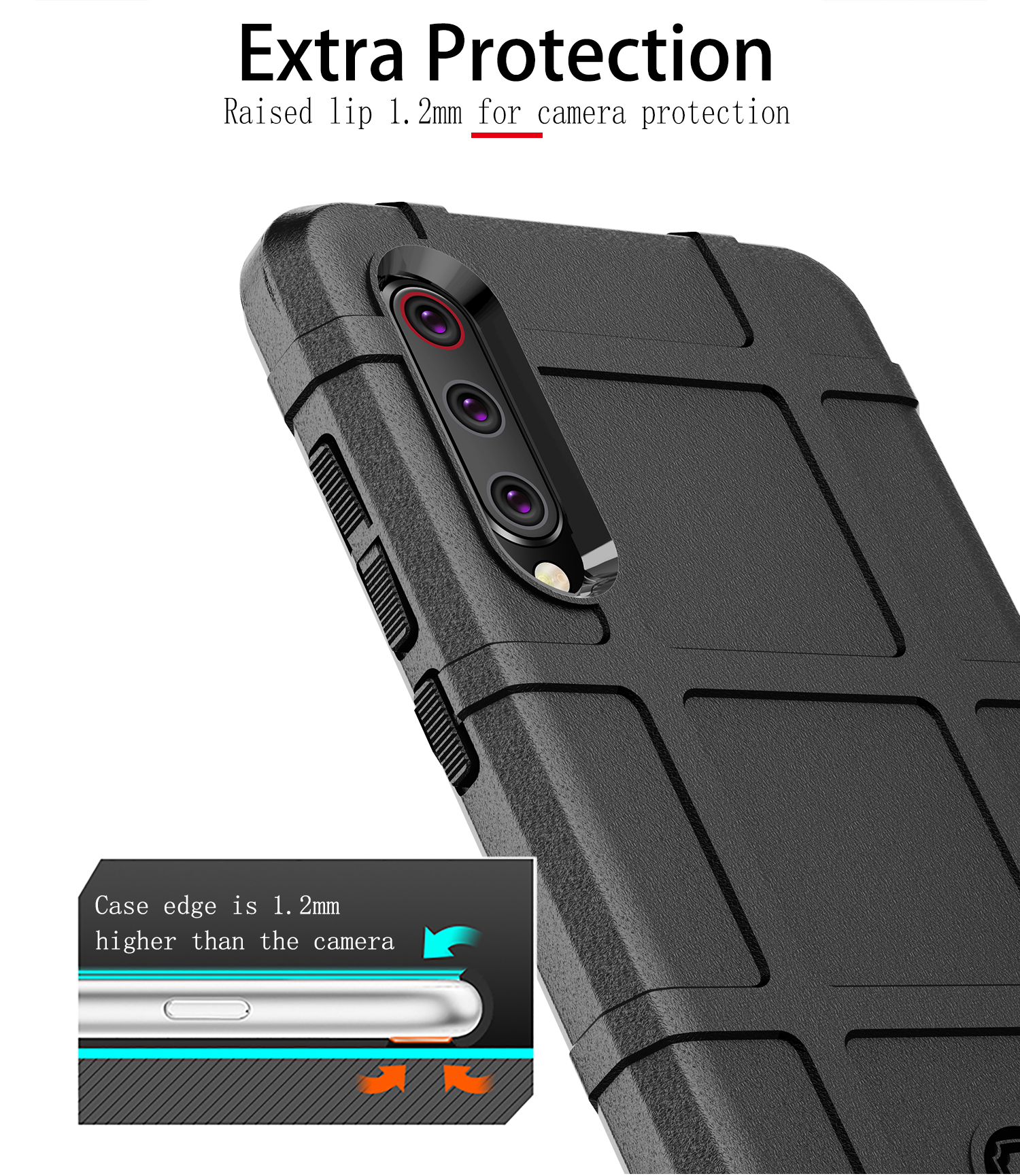 Прочная Крышка Для Квадратной Сетки Anti-shock Texture TPU Для Xiaomi Mi 9 - Армейский Зеленый