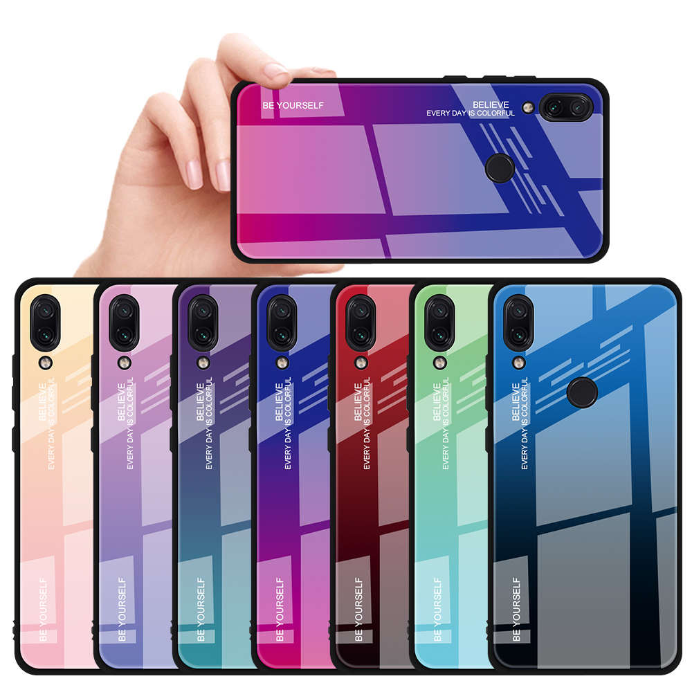 Funda Telefónica De Cristal De Gradiente Resistente A Rasguño TPU + PC Para Xiaomi Redmi Note 7s / Nota 7 - Azul / Púrpura