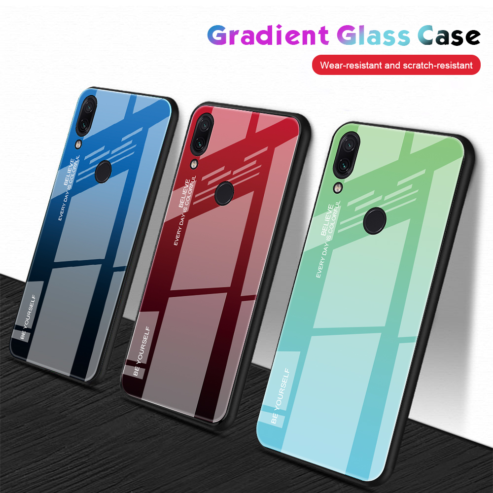 Funda Telefónica De Cristal De Gradiente Resistente A Rasguño TPU + PC Para Xiaomi Redmi Note 7s / Nota 7 - Azul / Púrpura