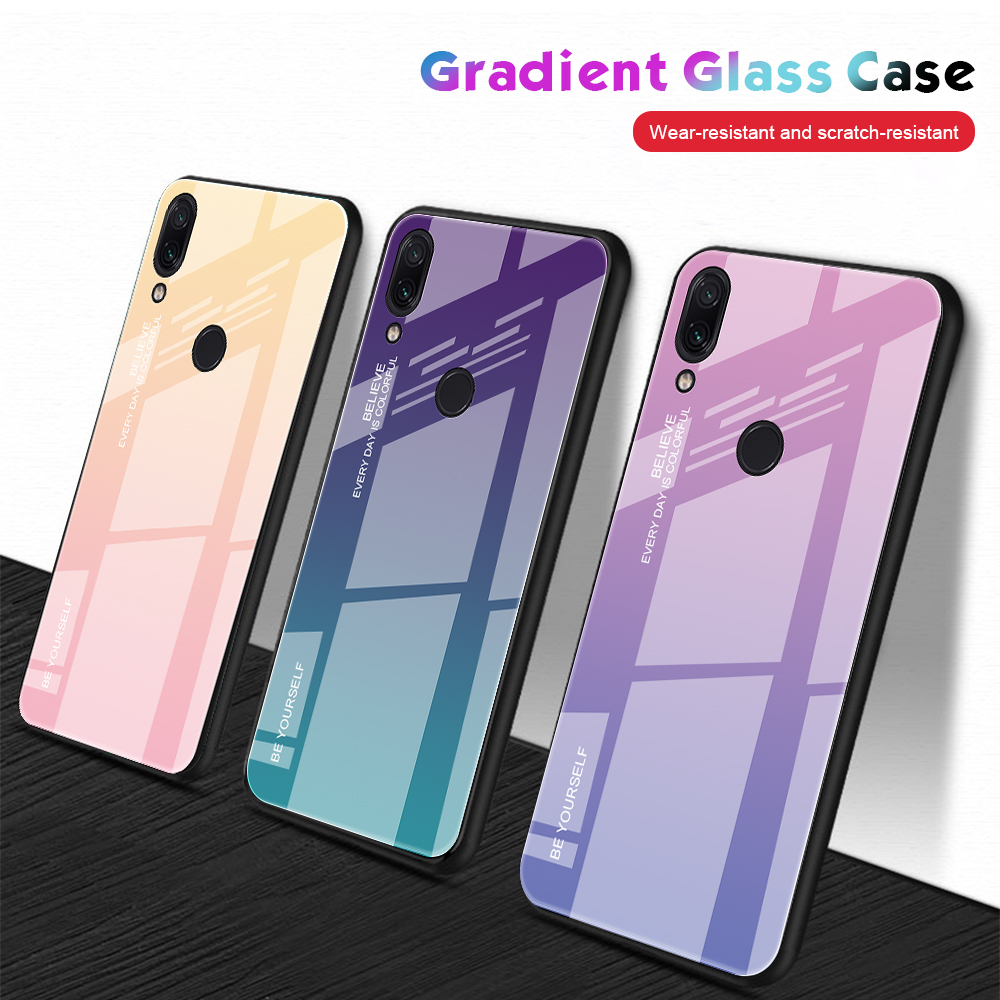 Funda Telefónica De Cristal De Gradiente Resistente A Rasguño TPU + PC Para Xiaomi Redmi Note 7s / Nota 7 - Azul / Púrpura