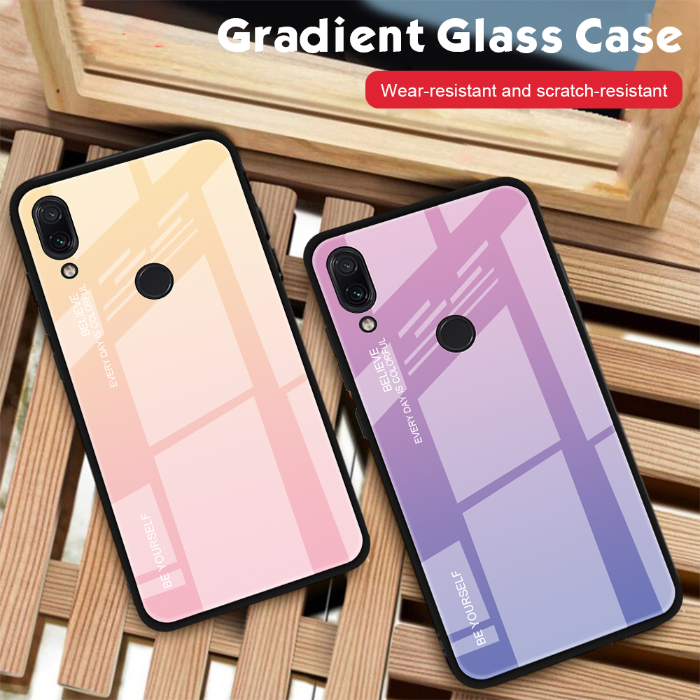 Funda Telefónica De Cristal De Gradiente Resistente A Rasguño TPU + PC Para Xiaomi Redmi Note 7s / Nota 7 - Azul / Púrpura