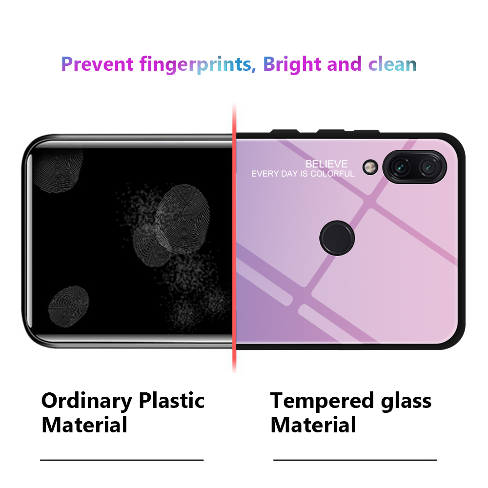 Funda Telefónica De Cristal De Gradiente Resistente A Rasguño TPU + PC Para Xiaomi Redmi Note 7s / Nota 7 - Azul / Púrpura