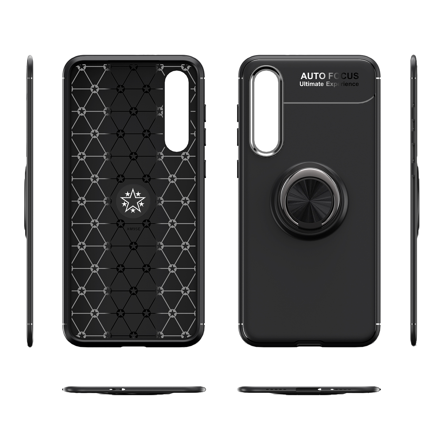 Case TPU Del Kickstand Dell'anello di Dito (tela in Metallo Magnetico Incorporato) Per Xiaomi Mi 9 SE - Nero / Blu