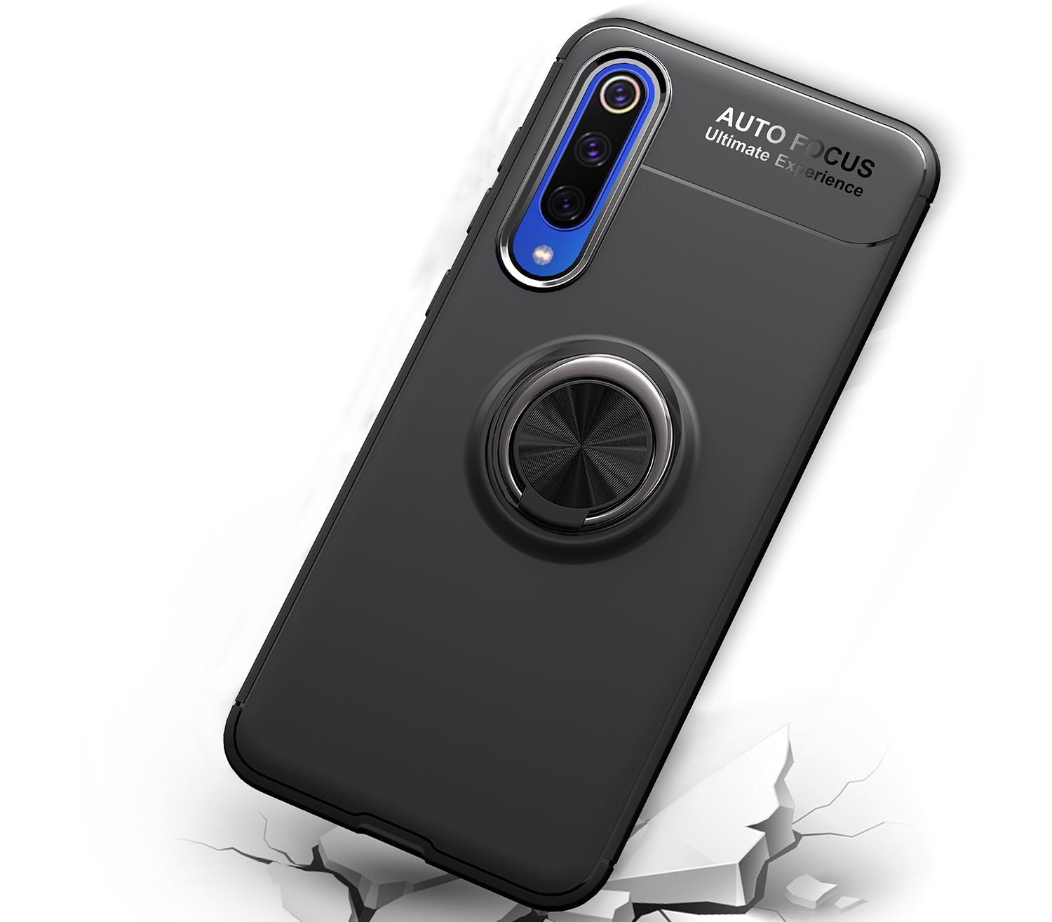 Case TPU de Kickstand Del Anillo de Dedo (lámina de Metal Magnético Incorporado) Para Xiaomi Mi 9 SE - Negro / Azul