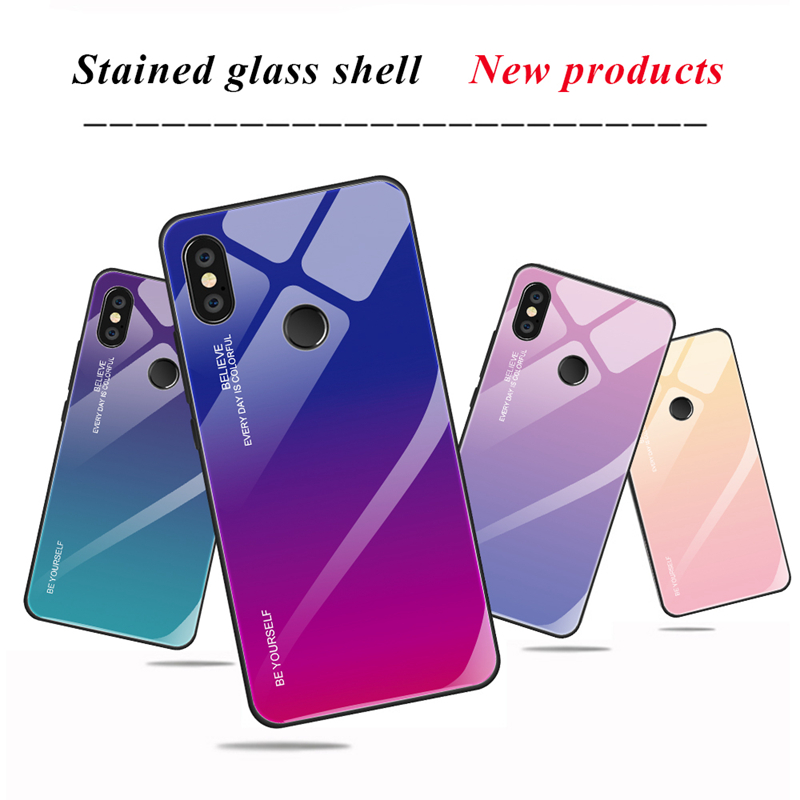 Verre de Gradient + TPU + PC Hybrid Back Back Pour Xiaomi Redmi Note 5 Pro - Rouge