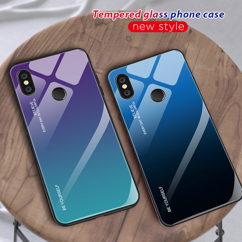 Gradientenglas + TPU + PC Hybrid Back Case Für Xiaomi Redmi Note 5 Pro - Rot