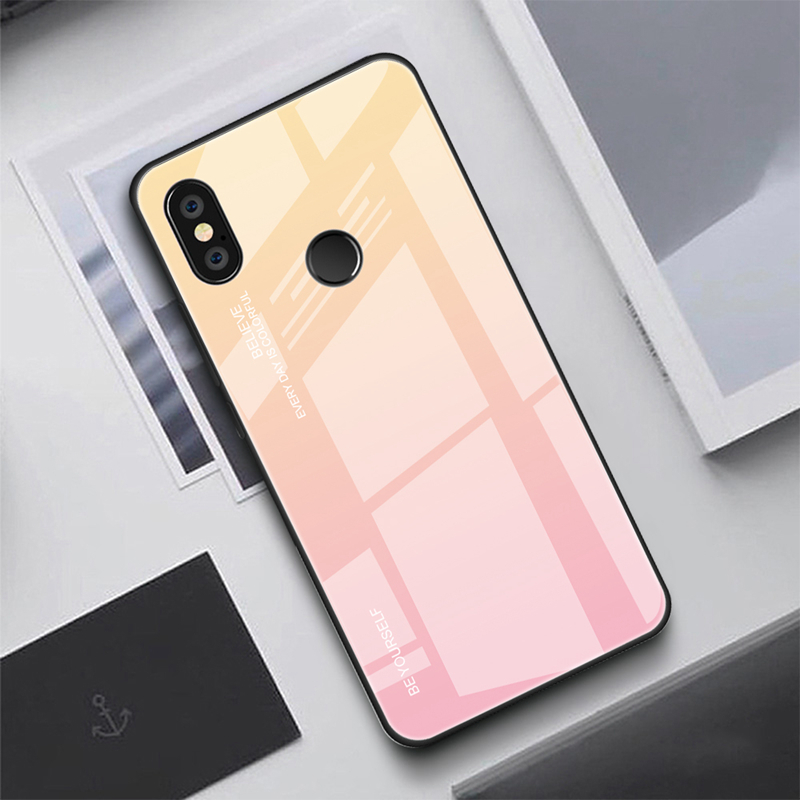 Gradientenglas + TPU + PC Hybrid Back Case Für Xiaomi Redmi Note 5 Pro - Rot