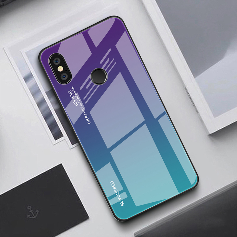 Verre de Gradient + TPU + PC Hybrid Back Back Pour Xiaomi Redmi Note 5 Pro - Rouge