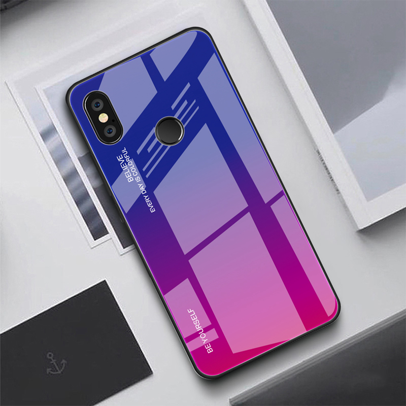 Verre de Gradient + TPU + PC Hybrid Back Back Pour Xiaomi Redmi Note 5 Pro - Rouge