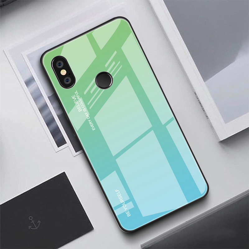 Verre de Gradient + TPU + PC Hybrid Back Back Pour Xiaomi Redmi Note 5 Pro - Rouge