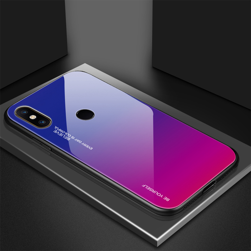 Verre de Gradient + TPU + PC Hybrid Back Back Pour Xiaomi Redmi Note 5 Pro - Rouge