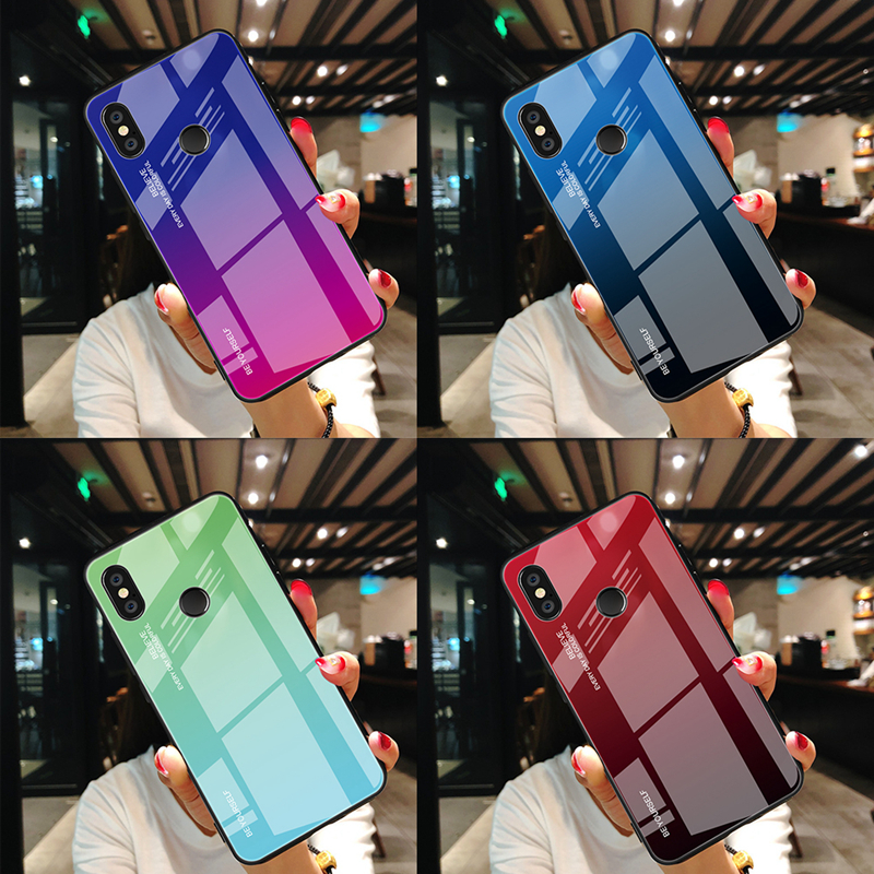 Gradientenglas + TPU + PC Hybrid Back Case Für Xiaomi Redmi Note 5 Pro - Rot