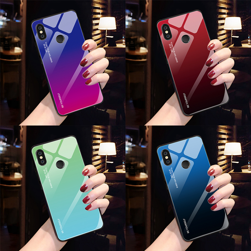 Gradientenglas + TPU + PC Hybrid Back Case Für Xiaomi Redmi Note 5 Pro - Rot