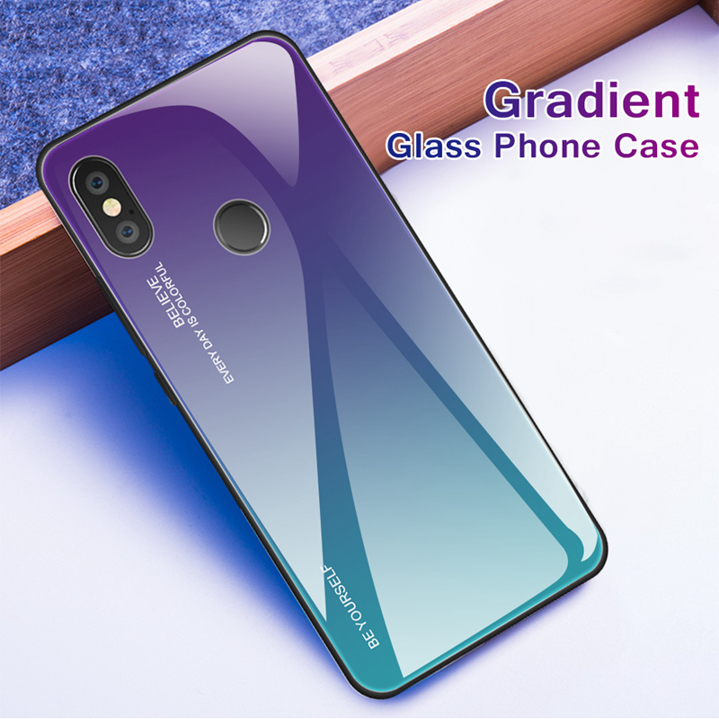 Verre de Gradient + TPU + PC Hybrid Back Back Pour Xiaomi Redmi Note 5 Pro - Rouge