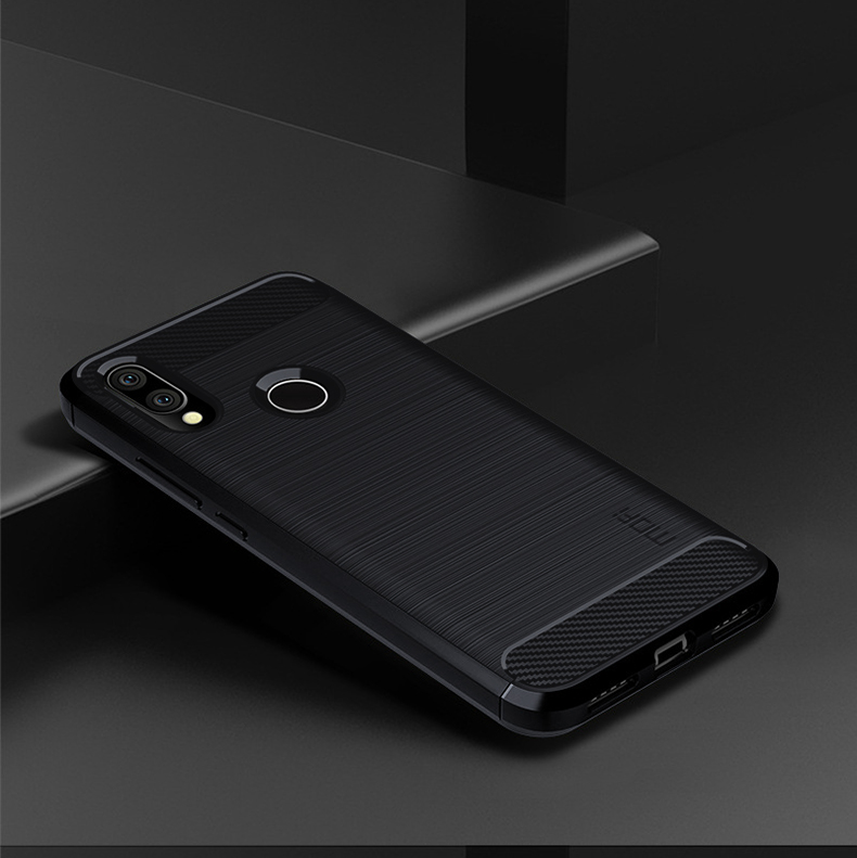 MOFI Shen Du Série Texture en Fibre de Carbone Brossed TPU Back Back Pour Xiaomi Redmi 7 / Redmi Y3 - Gris