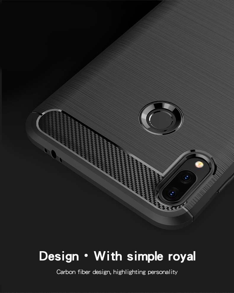 Mofi Shen Du Series Textura de Fibra de Carbono TPU Cepille de TPU Para Xiaomi Redmi 7 / Redmi Y3 - Gris