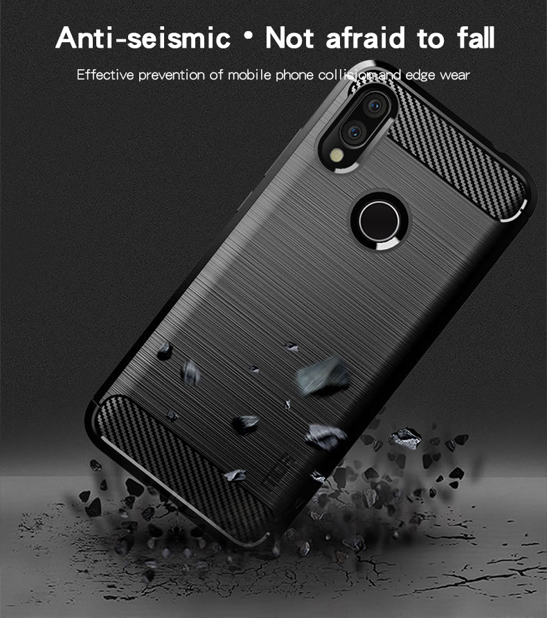 Mofi Shen Du Series Carbon Fiber Texture Crashed TPU Back Cording Для Xiaomi Redmi 7 / Redmi Y3 - Серый