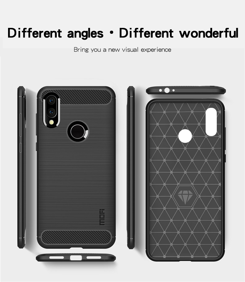 Mofi Shen Du Series Carbon Fiber Texture Crashed TPU Back Cording Для Xiaomi Redmi 7 / Redmi Y3 - Серый