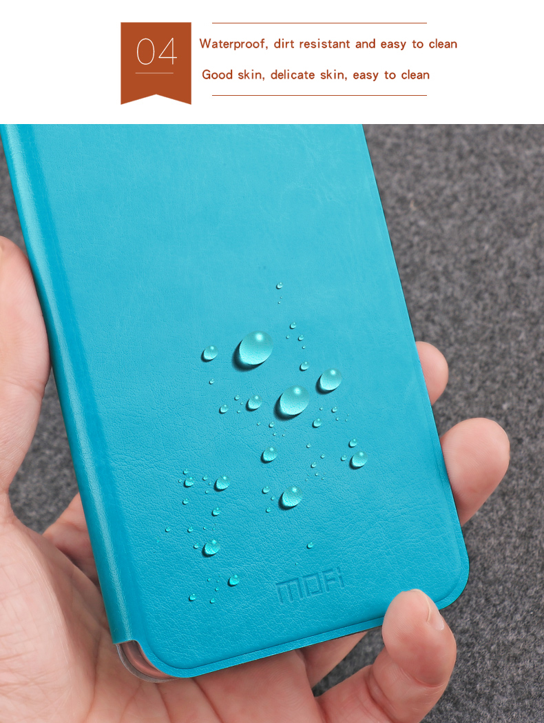 Case de Cuero de la Serie Mofi Rui Con Soporte Para Xiaomi Mi 9 - Azul