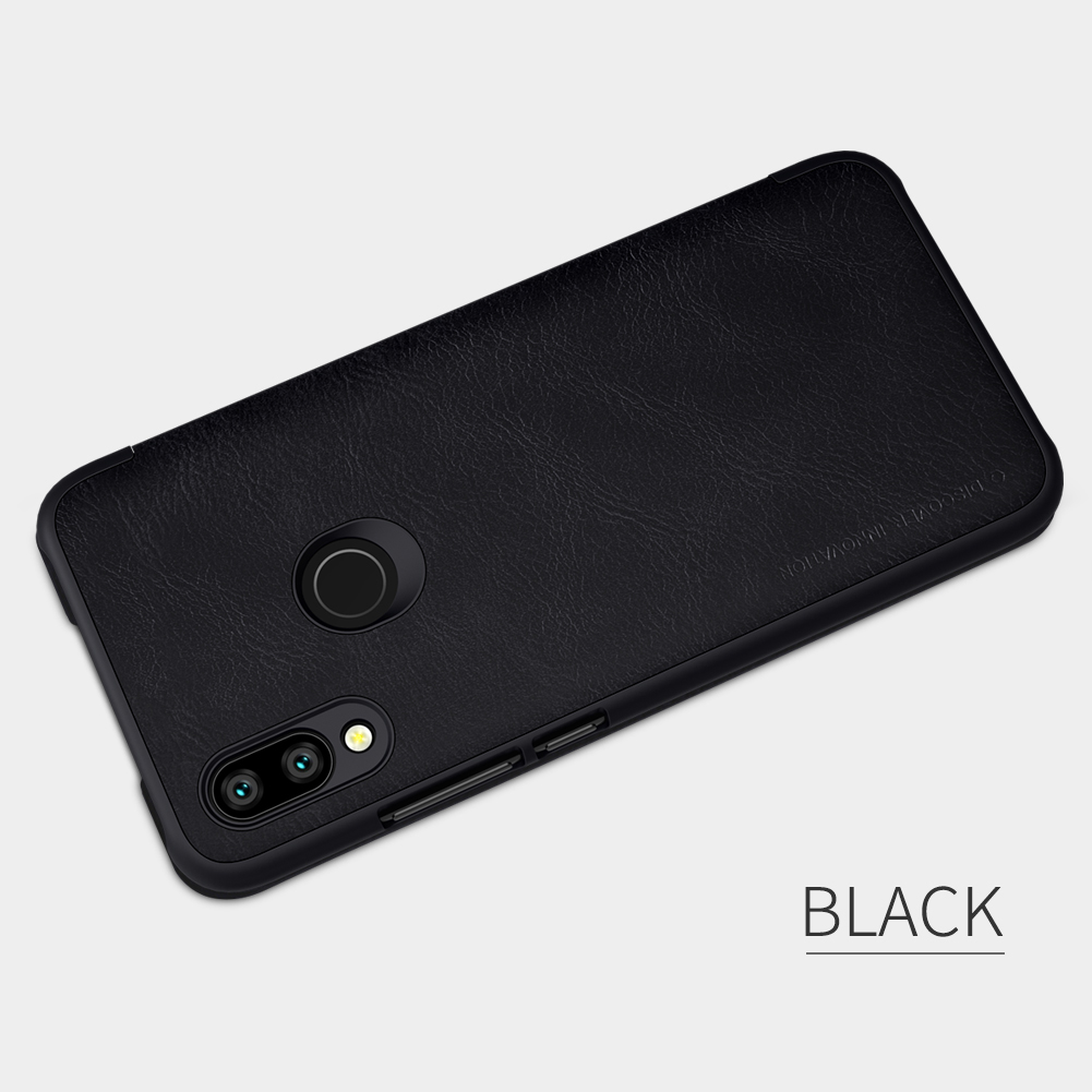 Serie Nillkin Qin Case Del Supporto Per Schede in Pelle Per Xiaomi Redmi 7 / Redmi Y3 - Nero