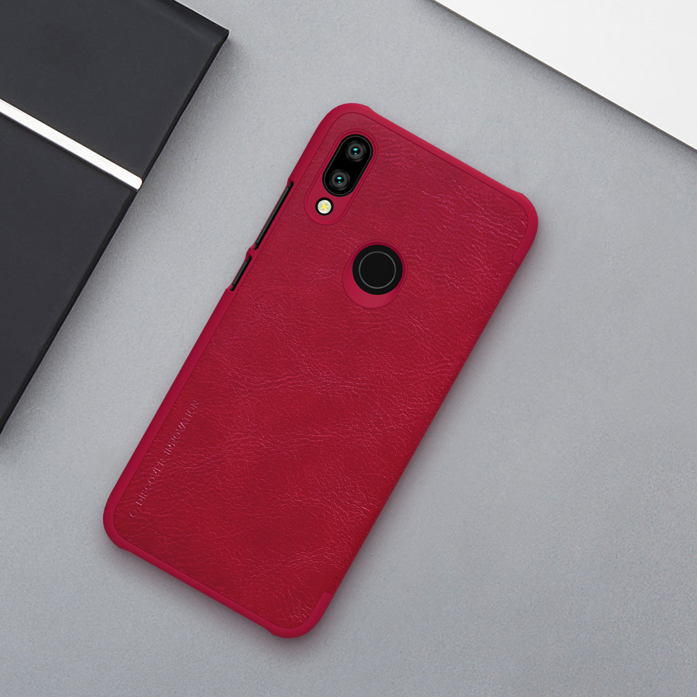 Serie Nillkin Qin Case Del Supporto Per Schede in Pelle Per Xiaomi Redmi 7 / Redmi Y3 - Nero