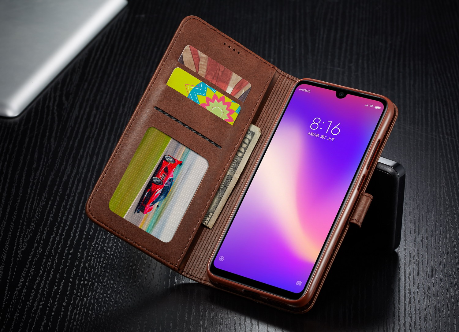 Lc. Imeeke Leder Brieftaschenstand Hülle Für Xiaomi Redmi 7 / Redmi Y3 - Kaffee