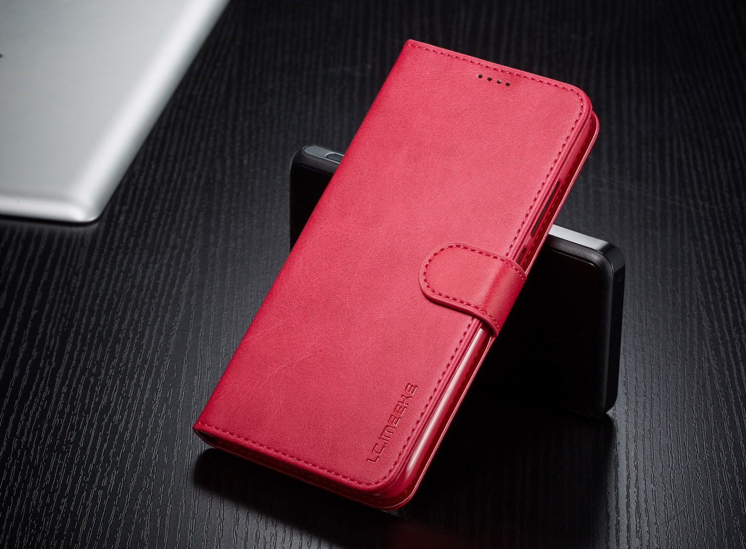 Lc. Imeeke Leder Brieftaschenstand Hülle Für Xiaomi Redmi 7 / Redmi Y3 - Kaffee