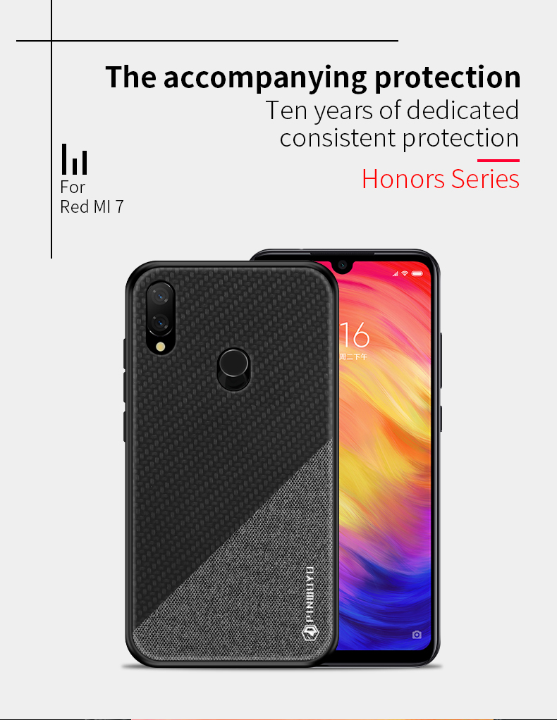 Pinwuyo Honorable Series Hybrid Case Téléphone Couverture Pour Xiaomi Redmi 7 / Redmi Y3 - le Noir