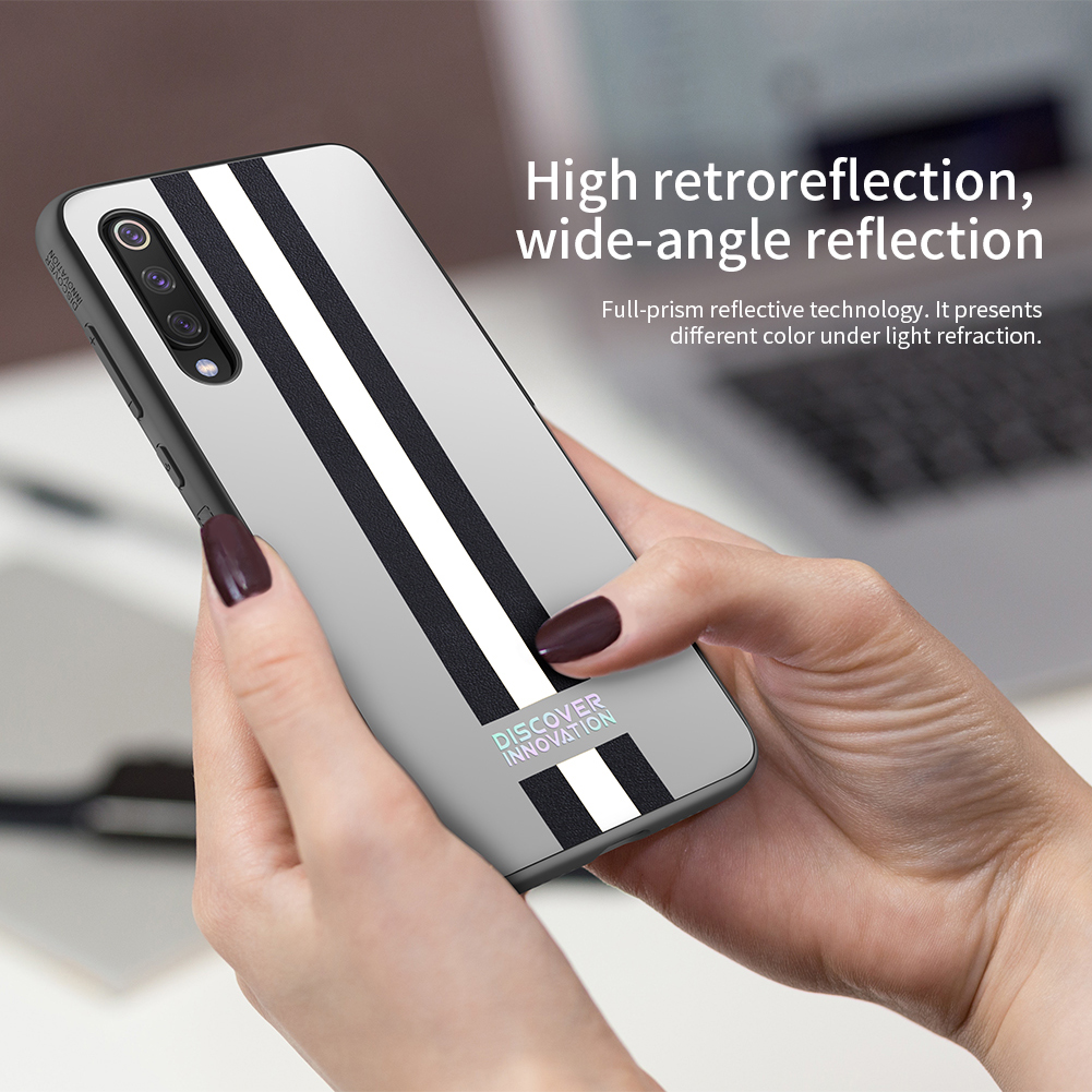 Nillkin Reflection Blendling PU Leder + PC + TPU -telefonabdeckung Für Xiaomi Mi 9 / 9 Erforschen - Schwarz