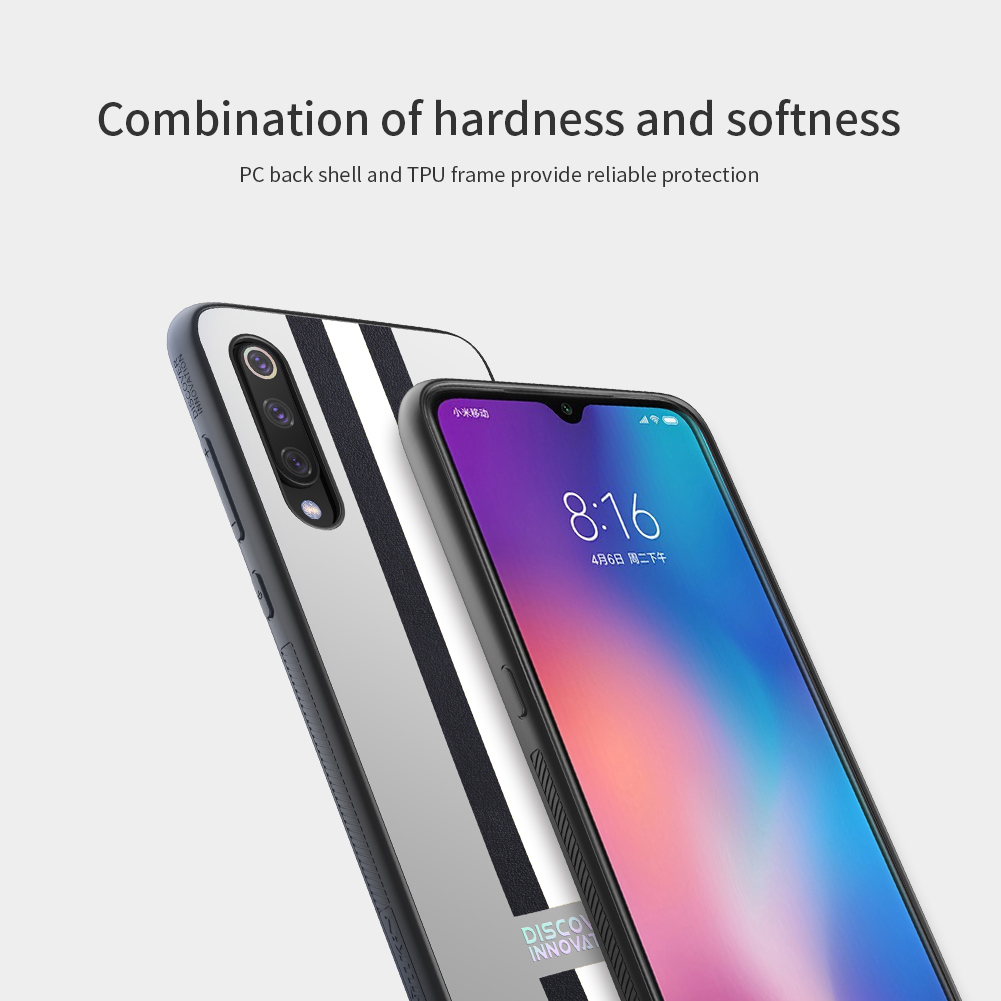 Nillkin Reflection Blendling PU Leder + PC + TPU -telefonabdeckung Für Xiaomi Mi 9 / 9 Erforschen - Schwarz