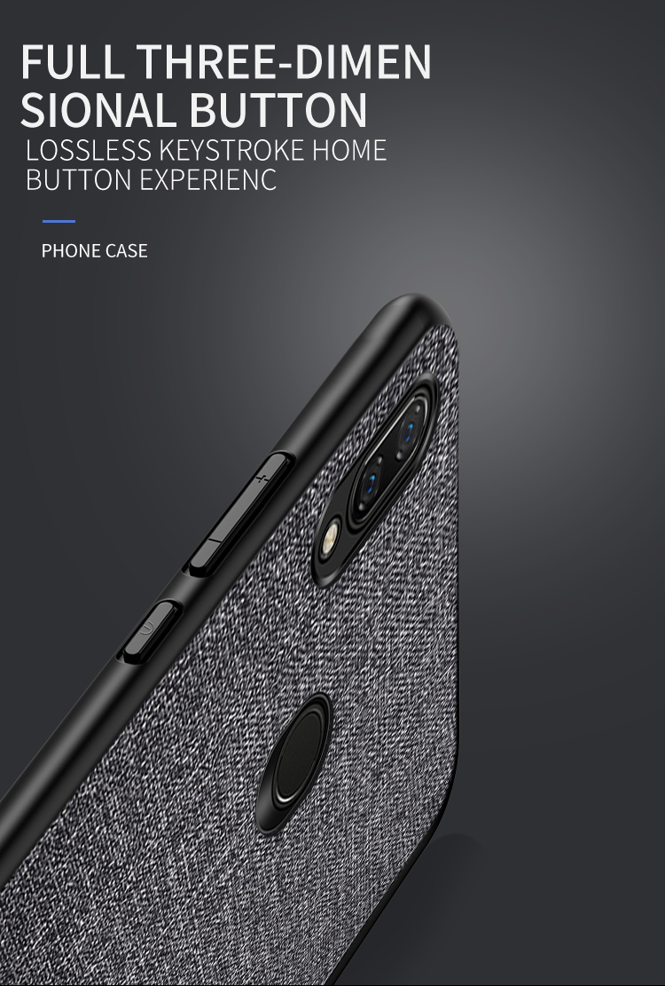 Pour Xiaomi Redmi Note 7 / 7 Pro (Inde) / Texture De Tissu 7S Texture PC + TPU Combo Téléphone Mobile Shell - Noir