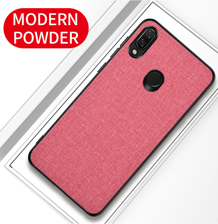 Pour Xiaomi Redmi Note 7 / 7 Pro (Inde) / Texture De Tissu 7S Texture PC + TPU Combo Téléphone Mobile Shell - Noir