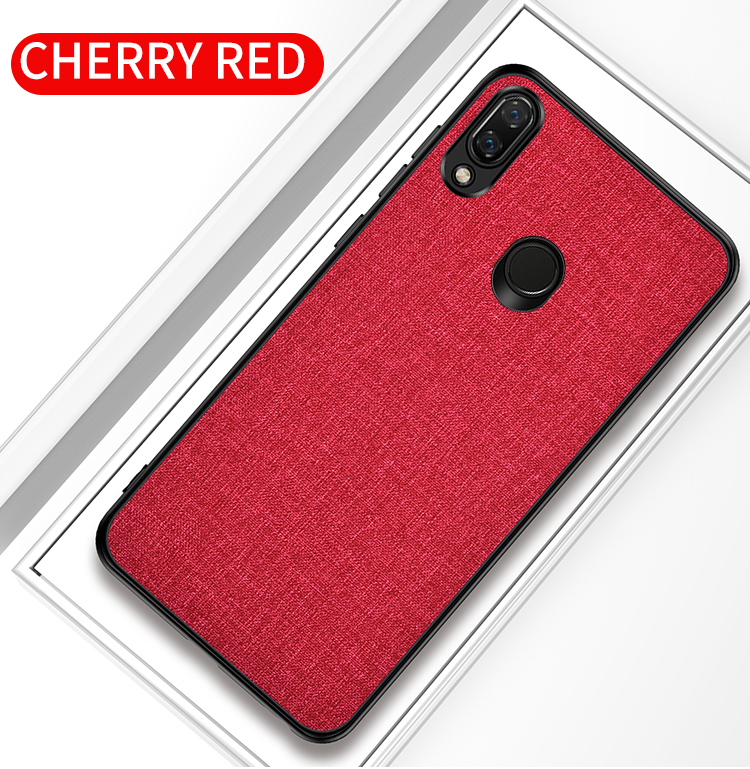 Para Xiaomi Redmi Note 7 / 7 Pro (India) / 7S Tela De Tela Textura PC + TPU Combo Teléfono Móvil Shell - Negro