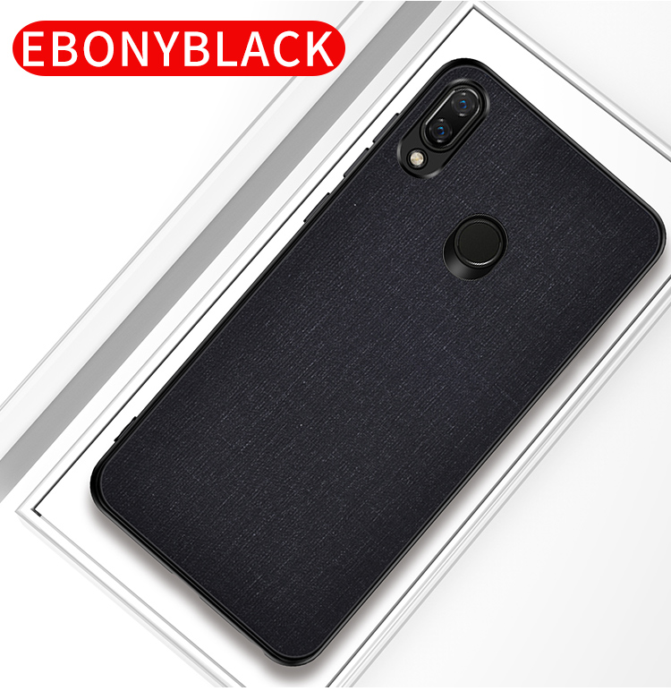 Für Xiaomi Redmi Note 7 / 7 Pro (Indien) / 7s Tuch Textur PC + TPU Combo Handy Shell - Schwarz