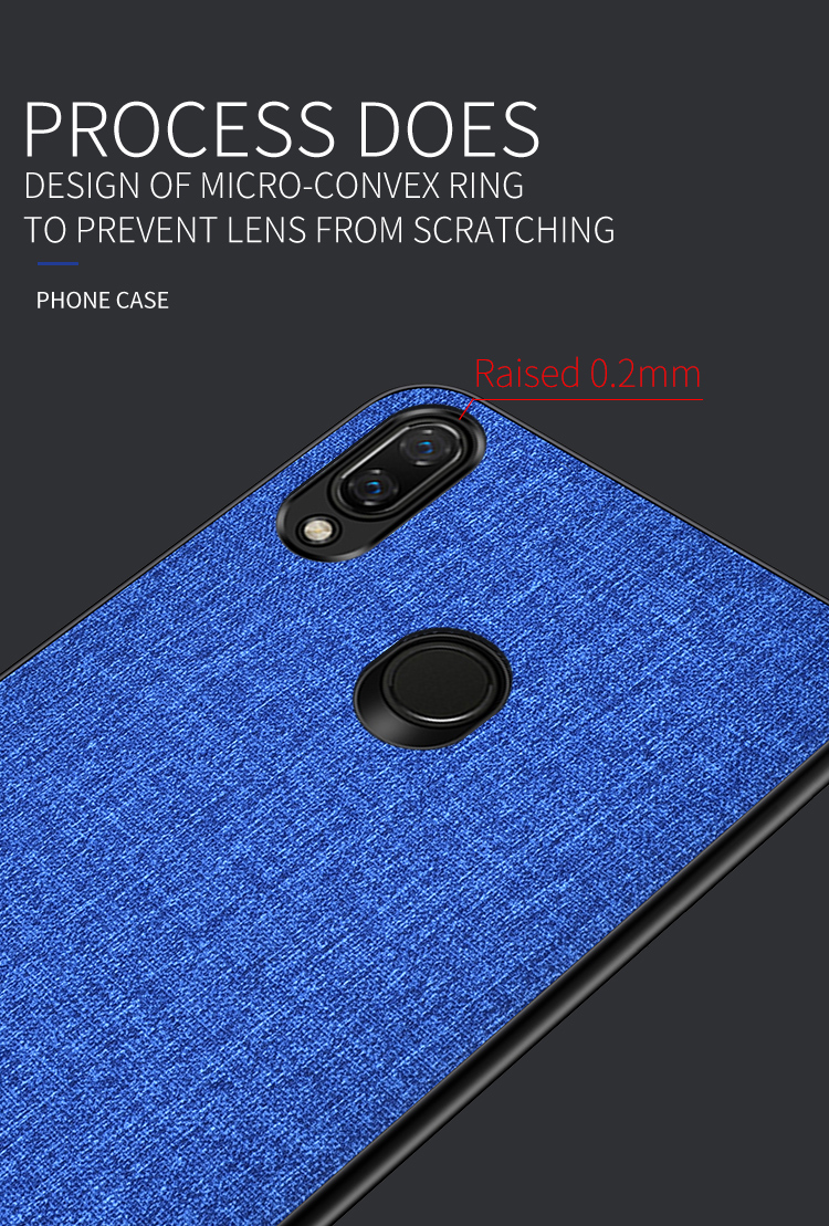 Para Xiaomi Redmi Note 7 / 7 Pro (India) / 7S Tela De Tela Textura PC + TPU Combo Teléfono Móvil Shell - Negro