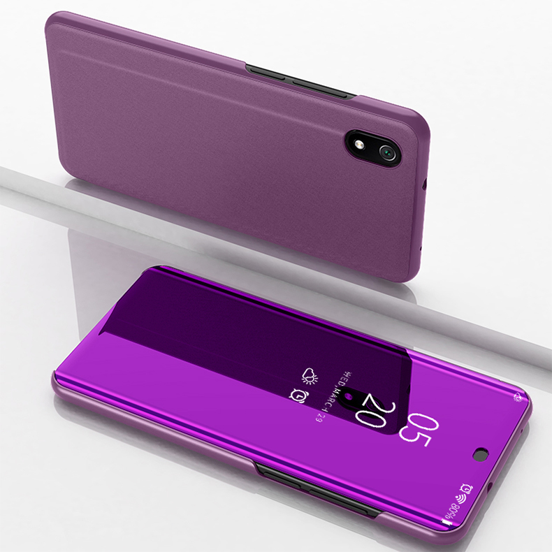 Guarda Il Supporto Del Telefono Del Supporto Della Superficie Dello Specchio Placcato Della Finestra Per Xiaomi Redmi 7a - Bambina Blu