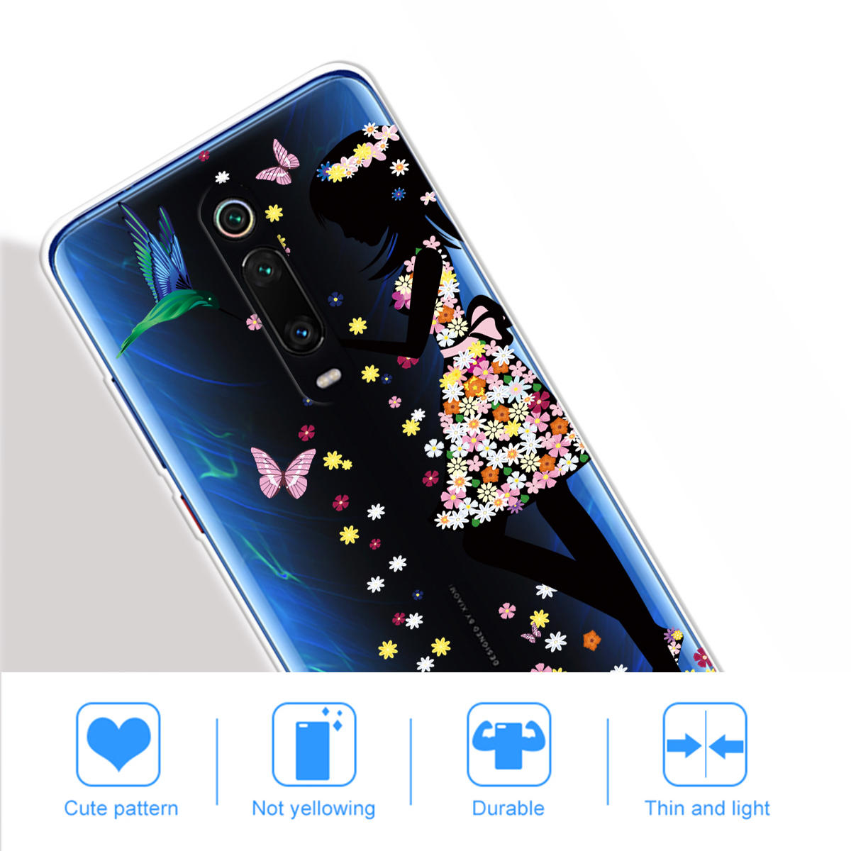 Pattern Printing Clear TPU Phone Case Cover for Xiaomi Redmi K20/K20 Pro/Xiaomi Mi 9T /Mi 9T Pro - Girl and Cat-1