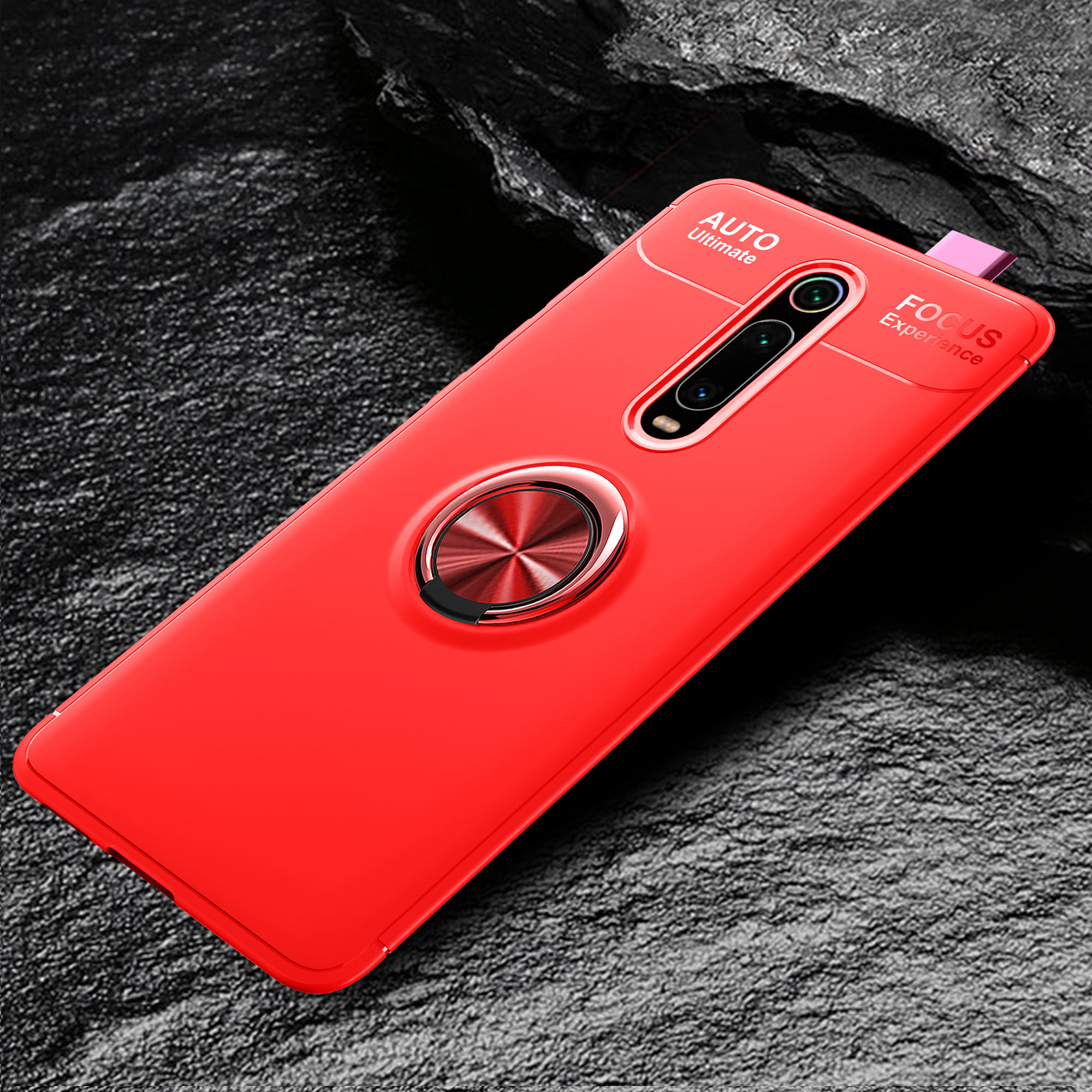 Suporte de Anel de Metal Lenuo TPU TPU Chell Taplo Para Xiaomi Redmi K20 / Mi 9t / Redmi K20 Pro / Mi 9T Pro - Tudo Preto