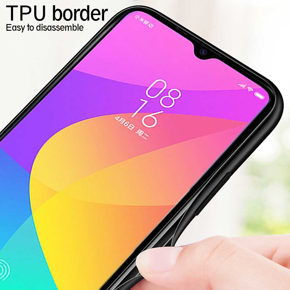 Vidrio de Color de Degradado + TPU Híbrido Teléfono Para Xiaomi Mi CC9 / mi CC9 Meitu Edition/ Mi 9 Lite - Rojo / Negro