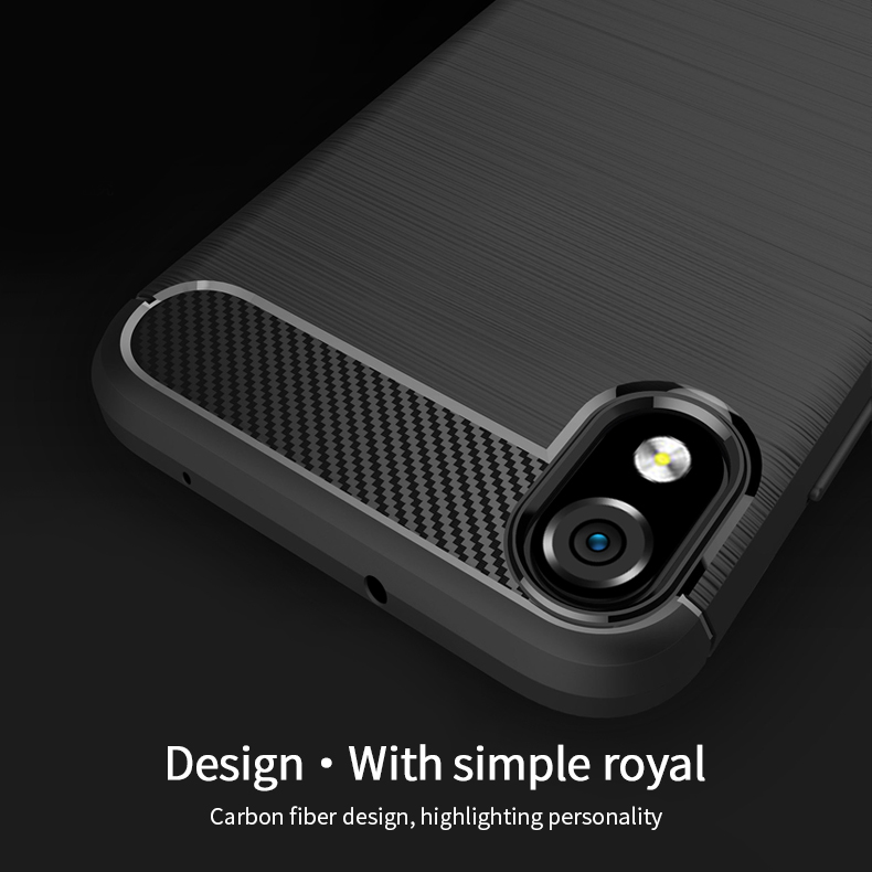 Mofi Carbon Fiber Cepillado TPU Case de Teléfono Protector Para Xiaomi Redmi 7a - Negro