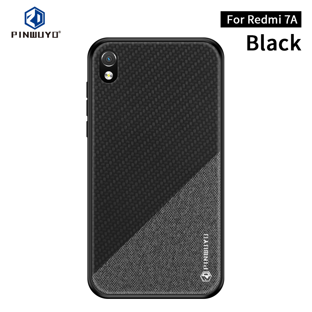 Pinwuyo Honor Series pu en Cuir Enduit PC + TPU Hybrid Case Pour Xiaomi Redmi 7a - le Noir