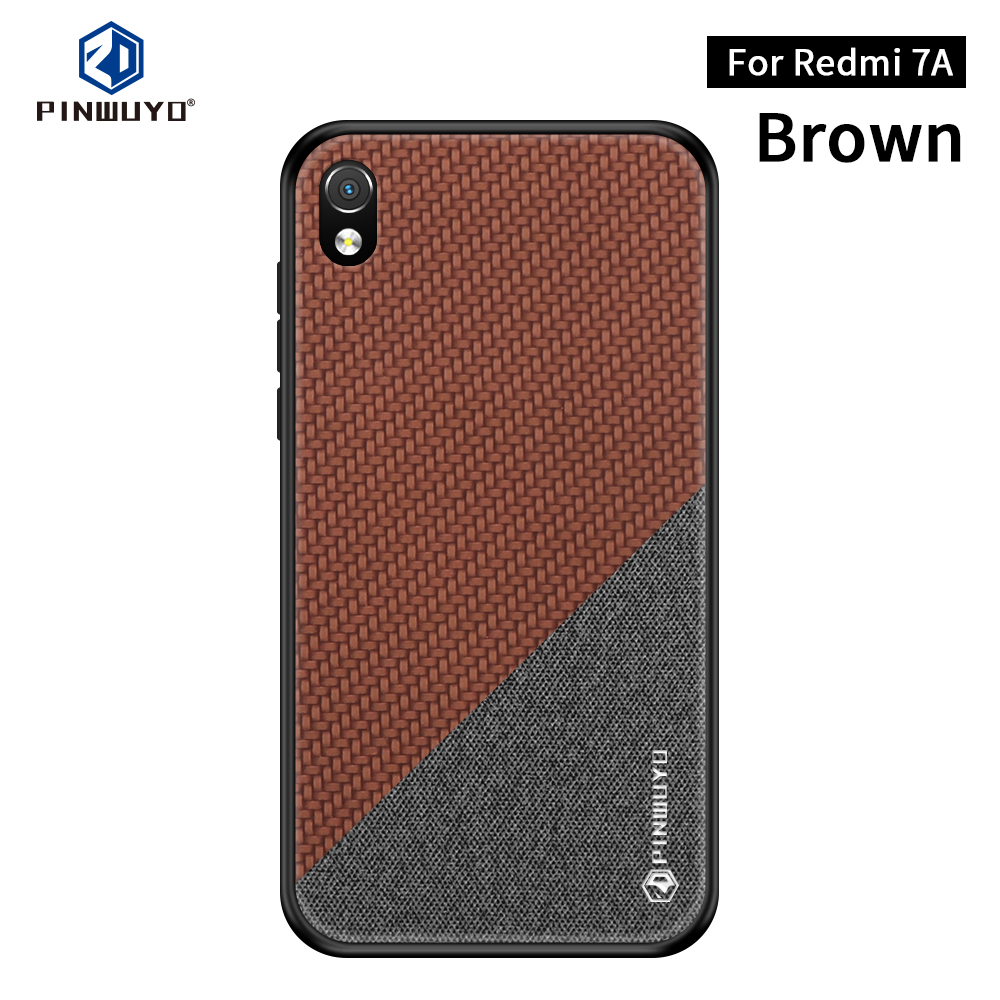 Pinwuyo Honor Series pu en Cuir Enduit PC + TPU Hybrid Case Pour Xiaomi Redmi 7a - le Noir