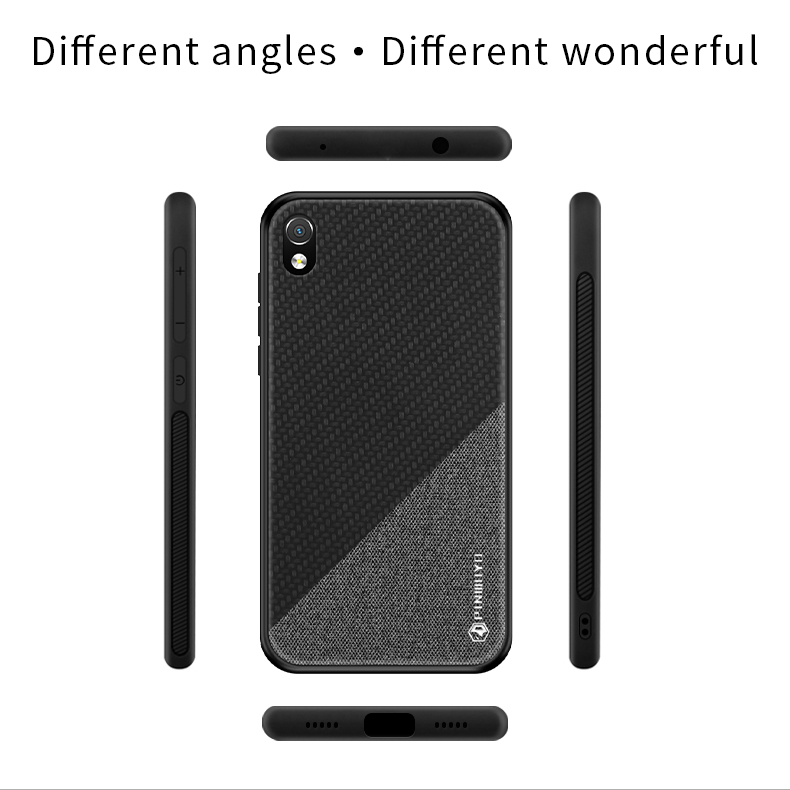 Case Híbrida de PC de Cuero PU de la Serie de Honor de Pinwuyo Para Xiaomi Redmi 7a - Negro