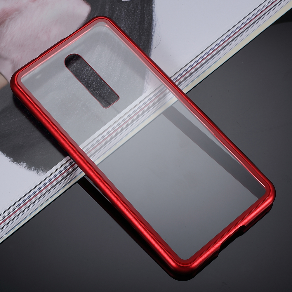 Magnetic Metal Frame + Tempered Glass Detachable Mobile Phone Shell Case for Xiaomi Redmi K20 / Mi 9T / K20 Pro / Mi 9T Pro - Red-1